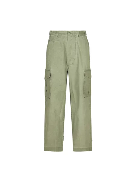 Lniane spodnie cargo Kenzo zielone