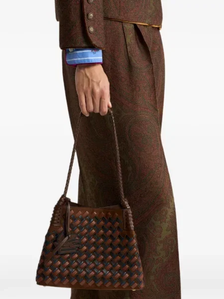 Geantă shopper Etro din piele de căprioară maro