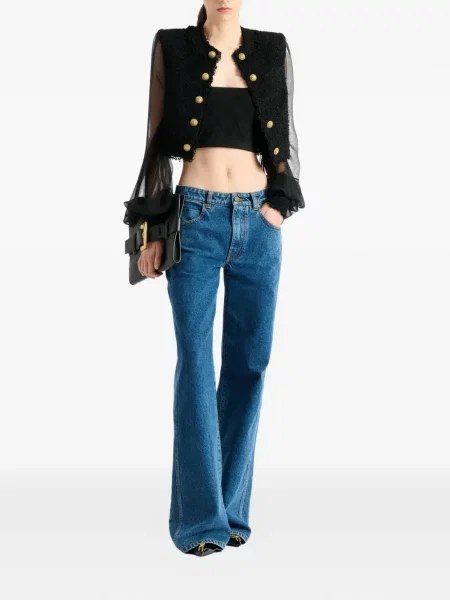 Decupat geacă Balmain din tweed negru