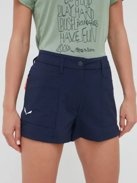 Salewa pantaloni scurți outdoor Puez femei marin neted medium waist albastru