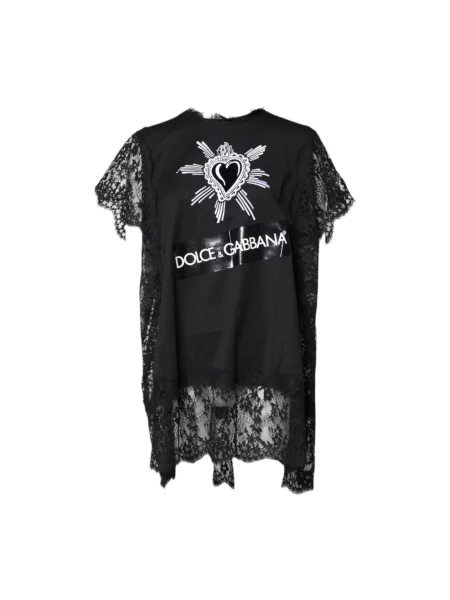 Koszulka Dolce And Gabbana z nadrukiem w serca z dekoltem w serek czarna