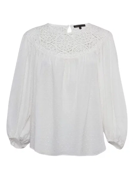 Bluză Maje cu buline din dantelă alb