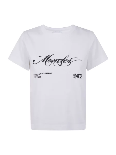 Jedwabna koszulka Moncler z logo biała
