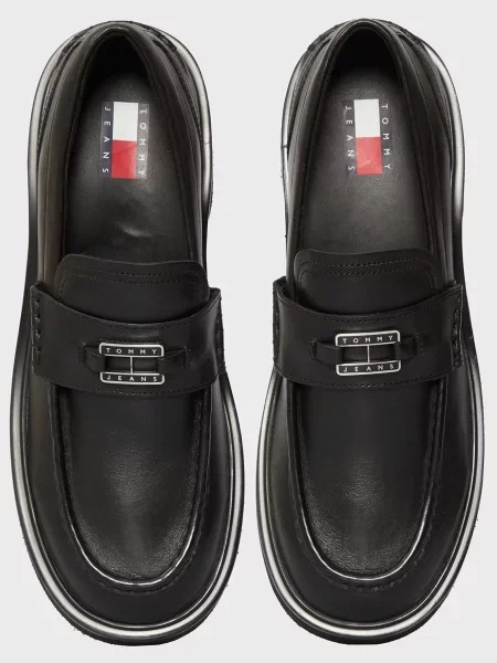Кожаные лоферы Tommy Jeans чанки черные