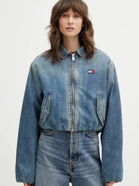 Traper jakna Tommy Jeans za prijelazno razdoblje plava