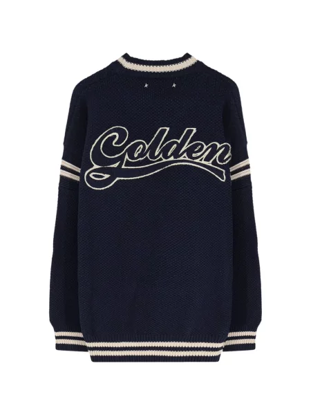 Ριγέ πουλόβερ Golden Goose με αυτόγραφο μπλε
