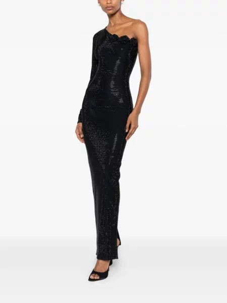 Rochie Miron cu model floral cu un umăr gol negru