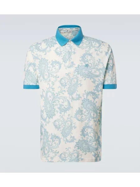 Tricou polo Etro cu model paisley alb