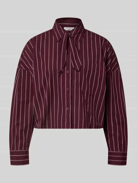 Bluzka z długim rękawem o kroju krótki z wiązaną kokardą przy kołnierzu Marc O'polo Denim
