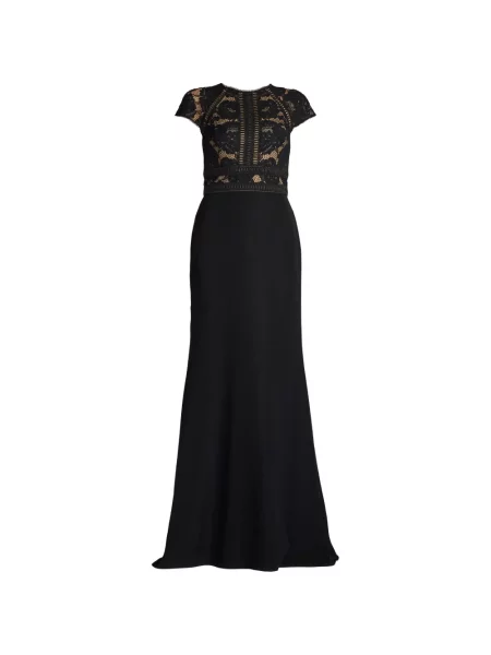 Rochie maxi Tadashi Shoji din dantelă negru