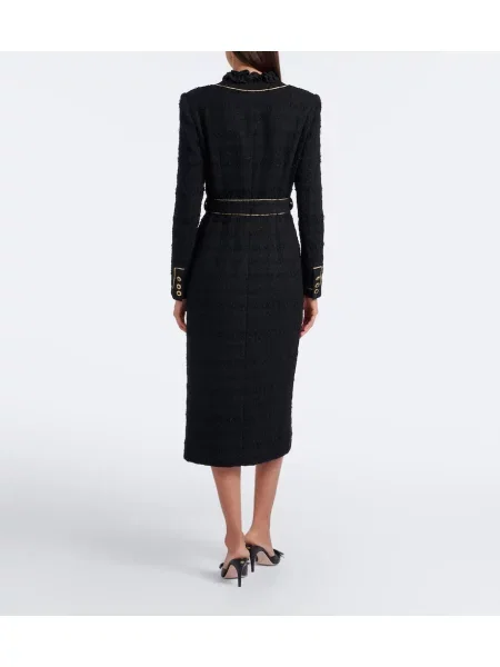 Cu centură palton Alessandra Rich din tweed negru