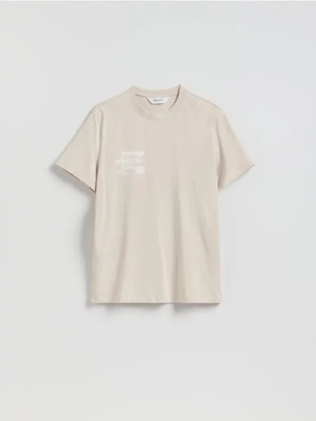 Reserved Tricou regular cu imprimeu bej