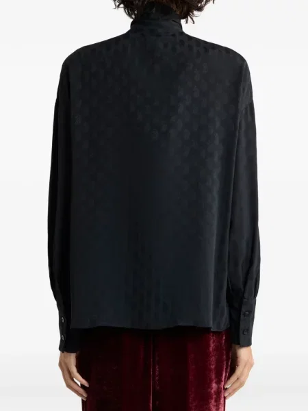 Cămașă Etro de mătase cu model paisley negru