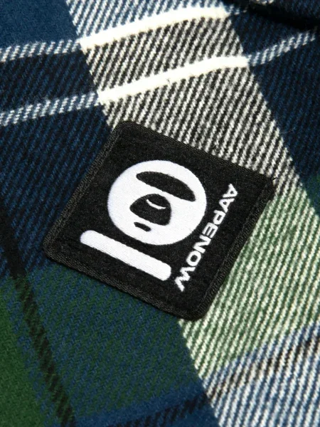 Καρό πουκάμισο Aape By *a Bathing Ape® με κουκούλα πράσινο