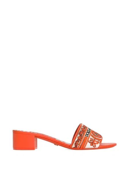 Papuci tip mules Dolce & Gabbana cu broderie portocaliu