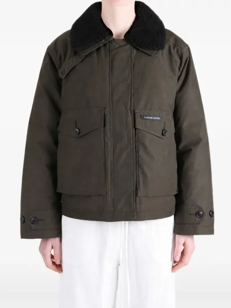 Gulerat geacă Canada Goose din piele de oaie maro