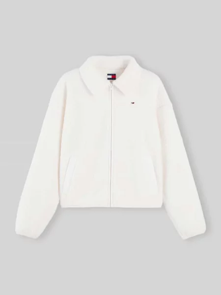Kurtka typu boxy fit z futerka typu teddy z naszywką z logo Tommy Jeans biała
