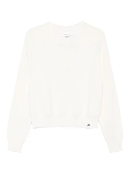Sweter Victoria Beckham z dekoltem w serek biały