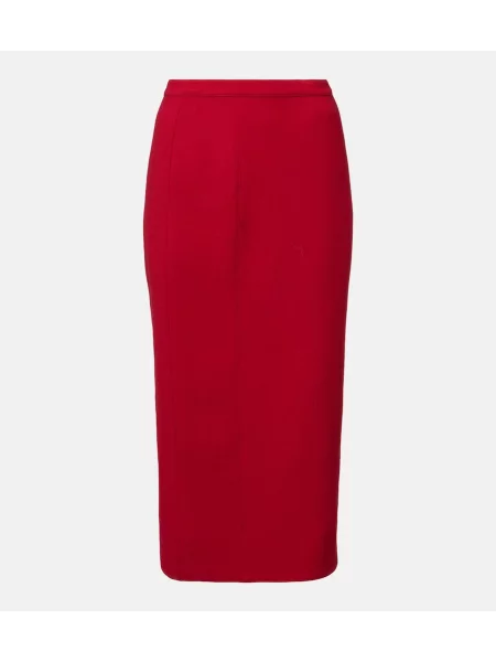 Spódnica ołówkowa Mugler z wysoką talią wełniana czerwona