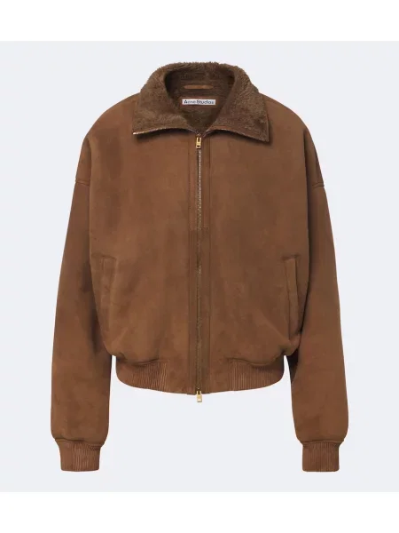 Kurtka bomber Acne Studios zamszowy brązowy