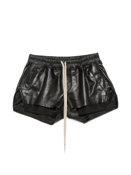 Pantaloni scurți Rick Owens din piele negru