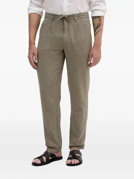 Pantaloni Lindbergh cu model herringbone cu cordon verde