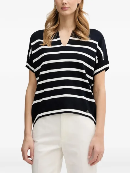 Tricou Joseph Ribkoff cu dungi cu decolteu în V albastru