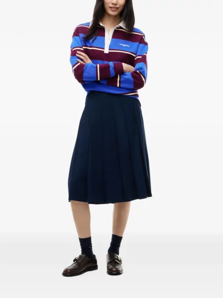 Fustă midi Tommy Hilfiger în linie A albastru