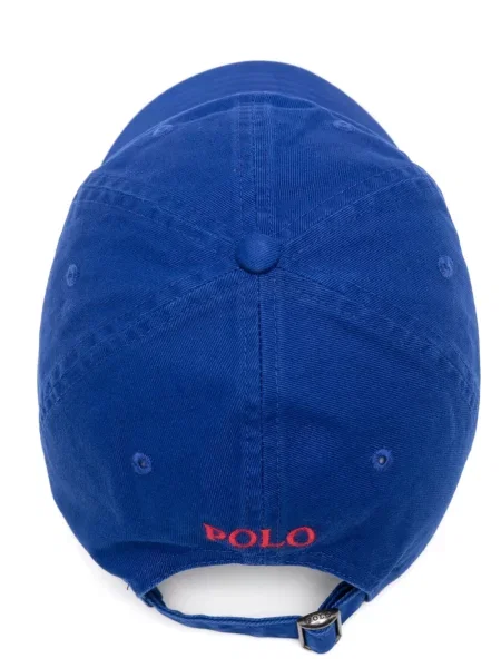 Plátěná kšiltovka Polo Ralph Lauren s vysokým pasem s výšivkou modrá