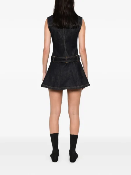 Rochie din denim Self-portrait de costum albastru