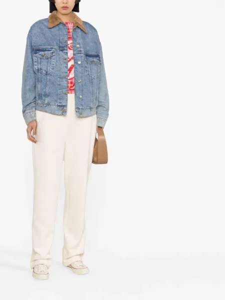 Apykaklė avikailio džinsinė striukė Moschino