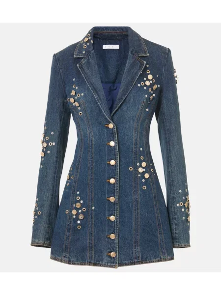 Krištáľové oblekové džínsové šaty Area modrá