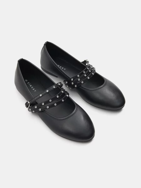 Кожаные балетки Sinsay черные