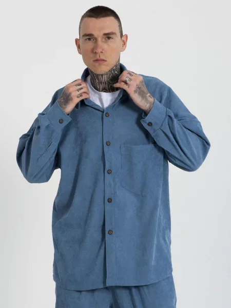 Сорочка IJ ij-sorochka-velvet-blue-men блакитний бавовна/поліамід синя