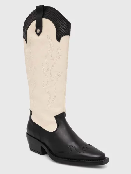 Кожени каубойски ботуши Steve Madden Wenda с дебел черно