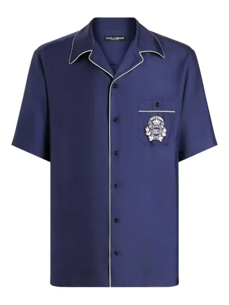 Cămașă Dolce & Gabbana cu broderie tip Hawaii maro