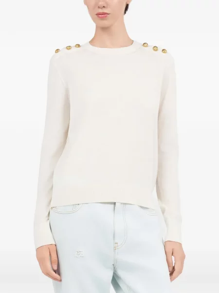 Top Roberto Cavalli din jerseu alb
