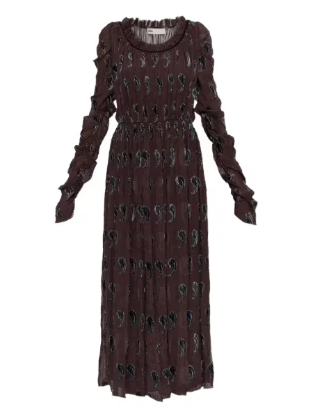 Rochie midi Tory Burch cu imagine cu model paisley până la genunchi maro
