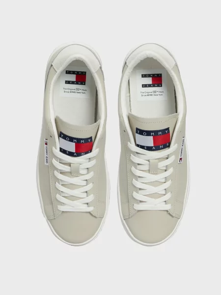 Кожаные кроссовки Tommy Jeans бежевые