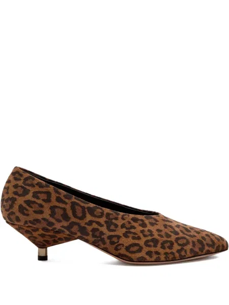 Pantofi cu toc Marant Etoile din piele de căprioară cu imagine cu model leopard maro