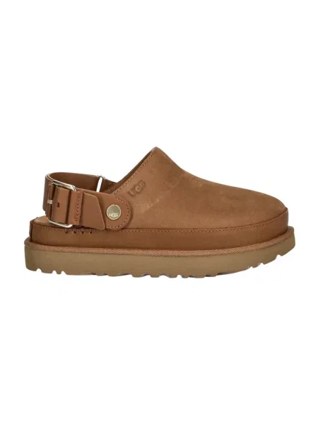 Klapki Ugg z paskiem na platformie brązowe