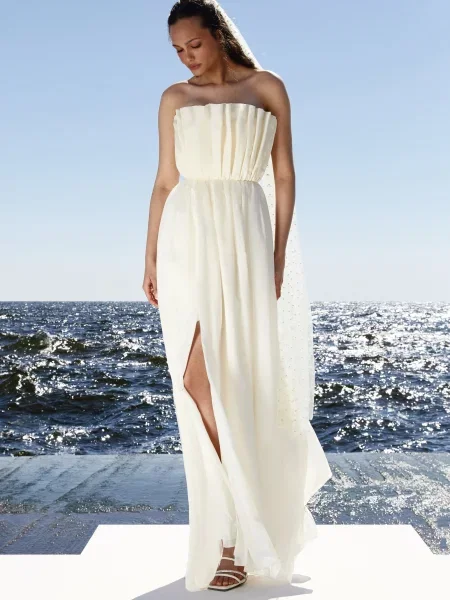 Gepur Сукня максі Молочний Ліоцелл