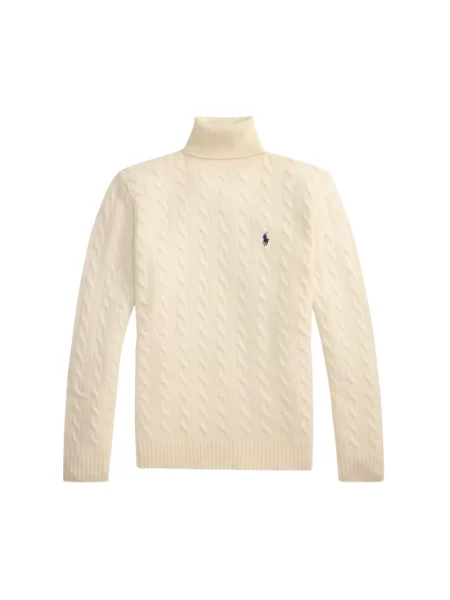 Sweter w kroju slim fit z mieszanki wełny i kaszmiru Polo Ralph Lauren beżowy