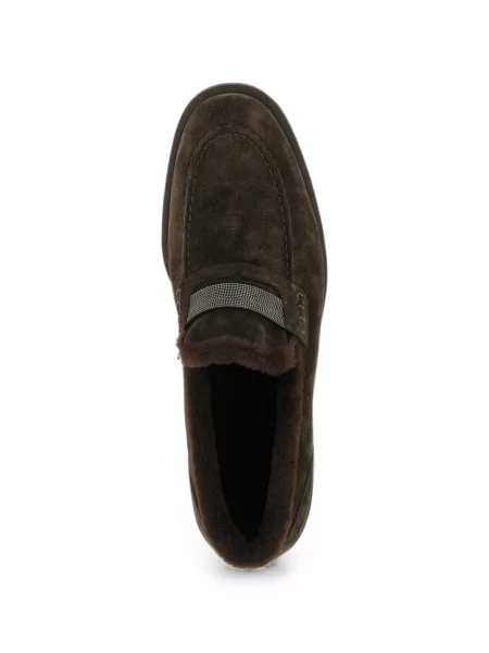 Pantofi loafer Brunello Cucinelli din piele de căprioară maro