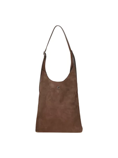 Shopperka Courreges zamszowa brązowa