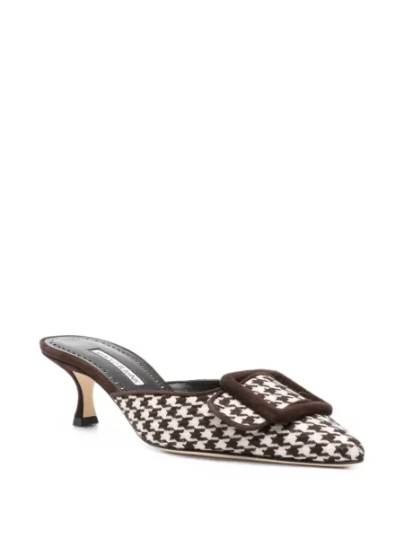 Papuci tip mules Manolo Blahnik cu model pepito maro
