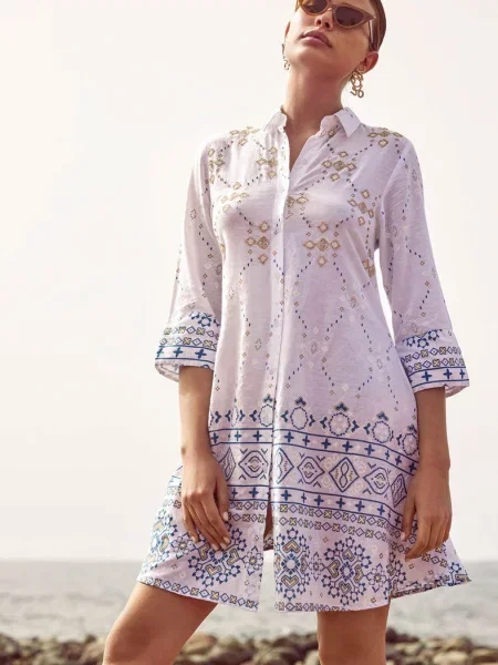 Пляжное платье-рубашка на