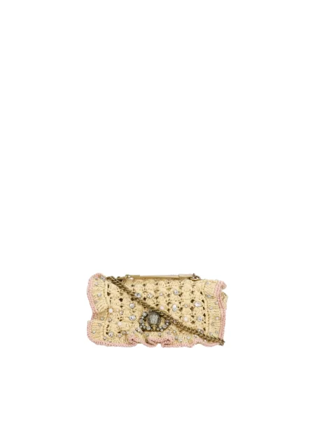 Torebka crossbody Kurt Geiger z kamieniami skórzana beżowa