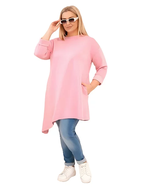 Kesi Włoski Plus Size šaty z viskózy růžové