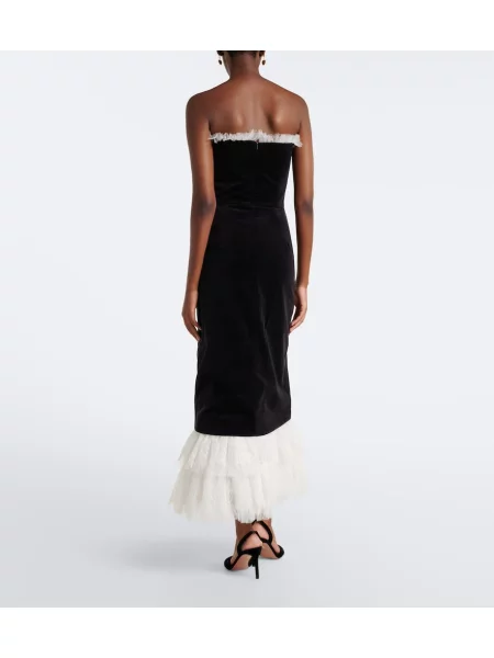 Rochie midi Costarellos de catifea negru